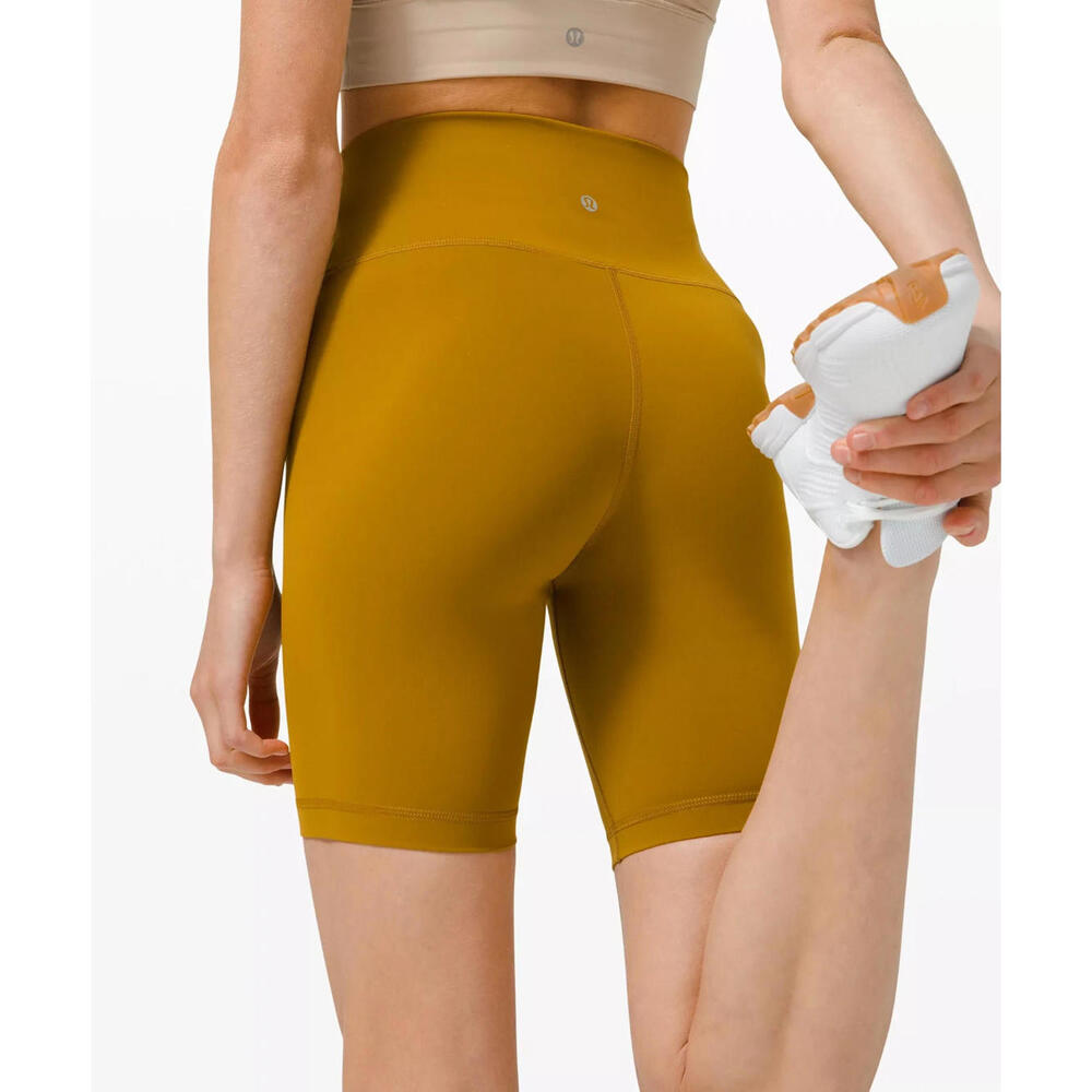LULULEMON WUNDER TRAIN HIGH-RISE HR SHORT 6" GOLD SPICE MUSTARD EVERLUX